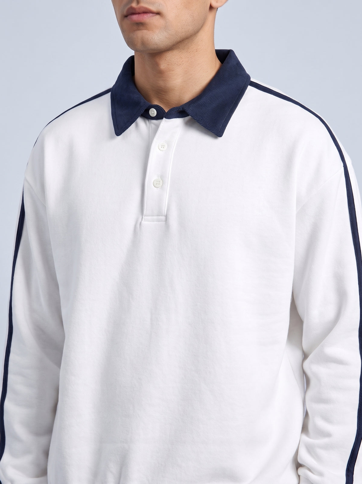 CONTRAST COLLAR JUMPER WHITE Reality