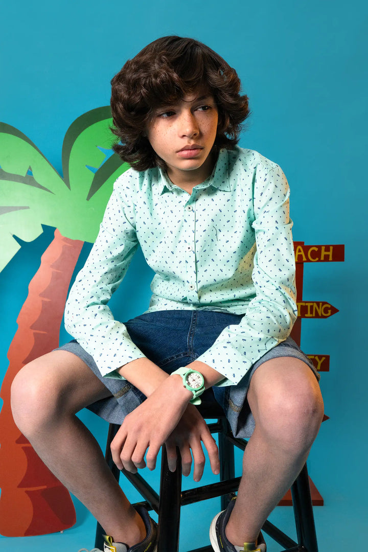 BOYS CASUAL LIGHT GREEN SHIRT Reality