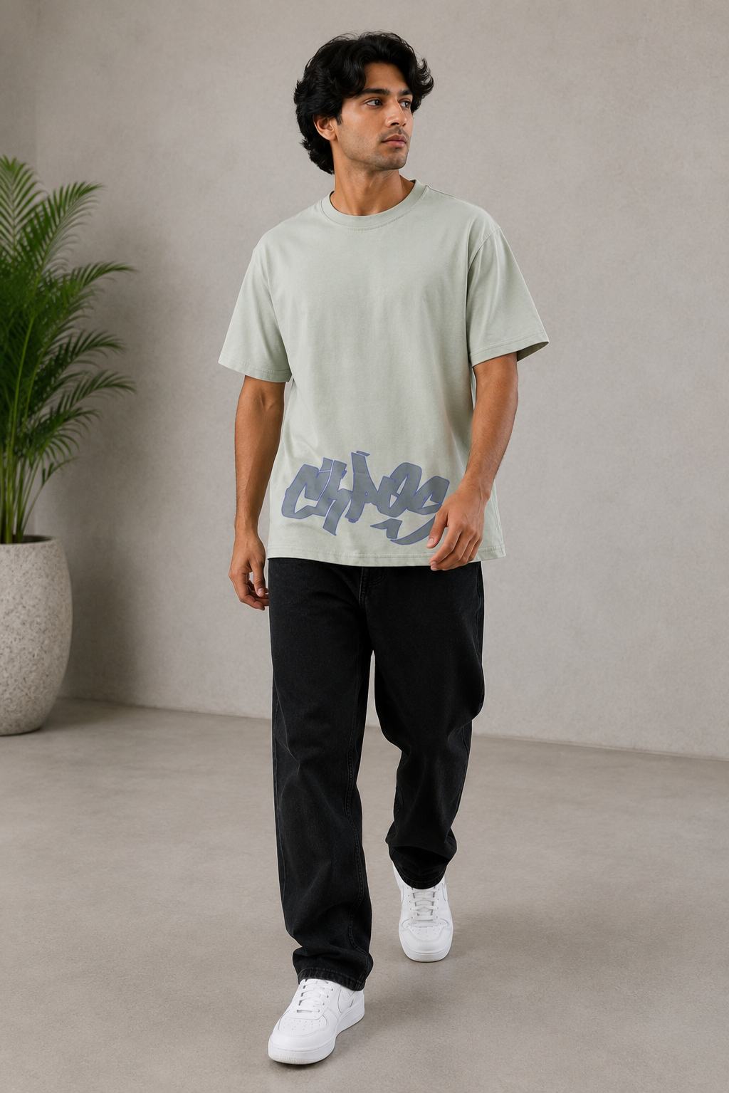 MEN GREEN PRINTED T-SHIRT Reality
