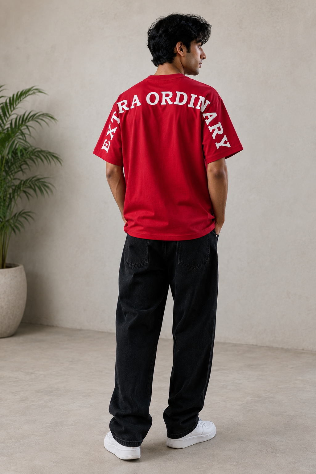 DROP SHOULDER PRINTED RED T-SHIRT Reality