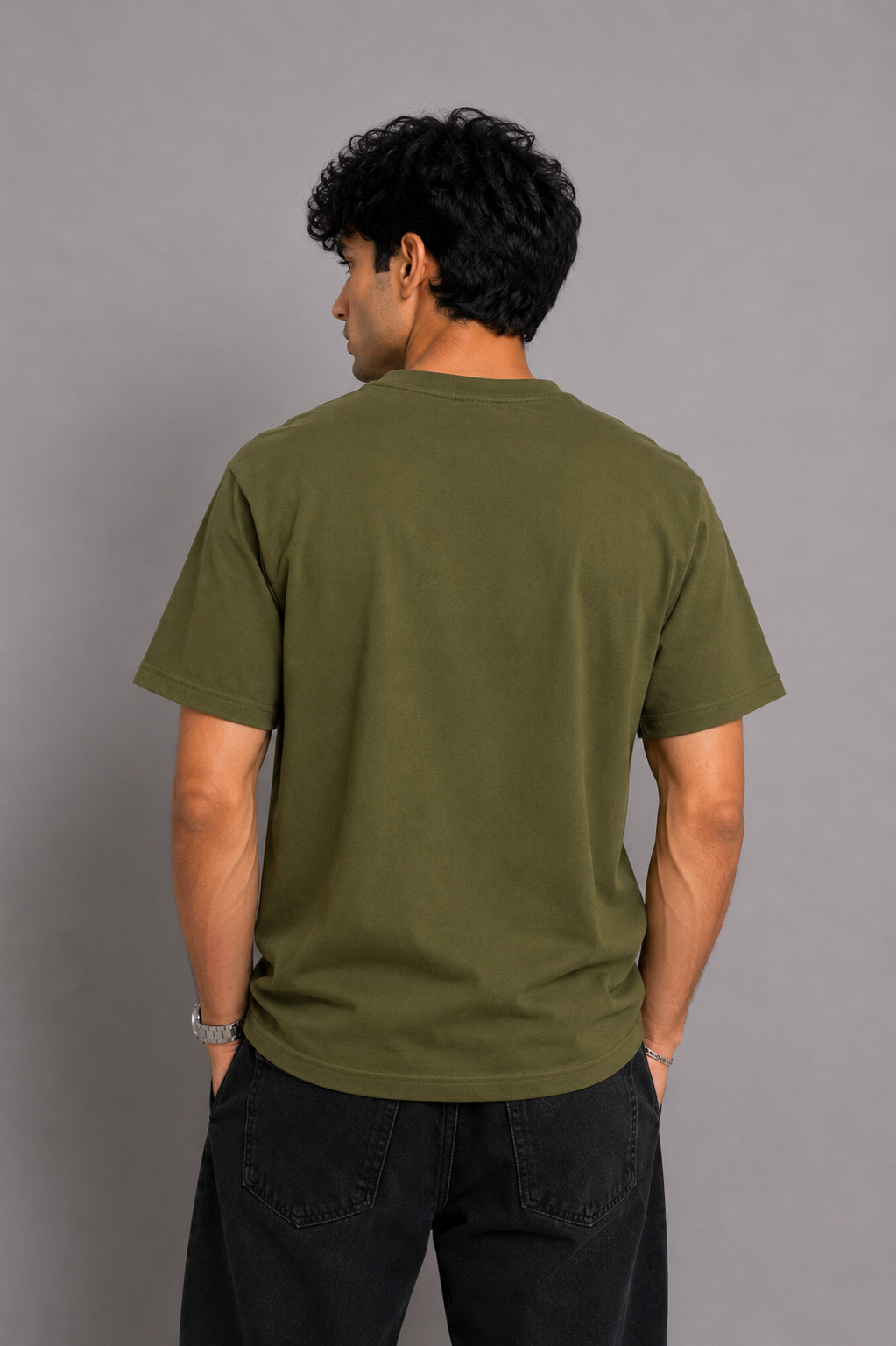 MEN GREEN DOWN SHOULDER T-SHIRT Reality
