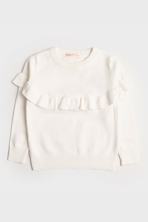 Crew Neck Frill Sweater