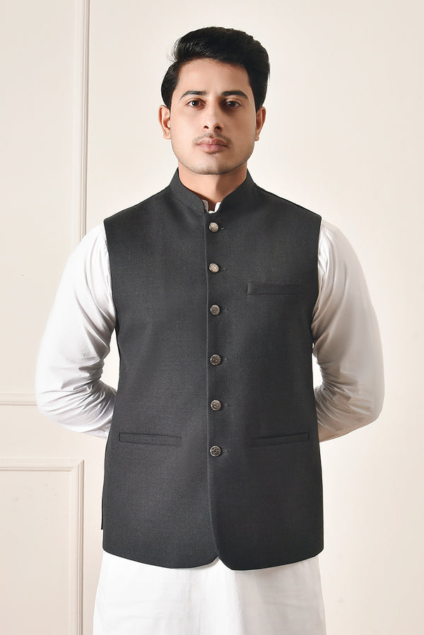 Mandarin Black Waistcoat