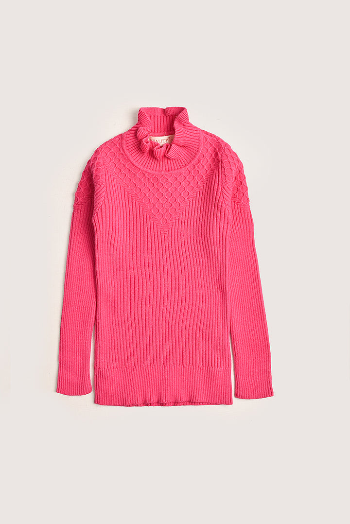 SHOCKING PINK Frill Delight Sweater REALITY