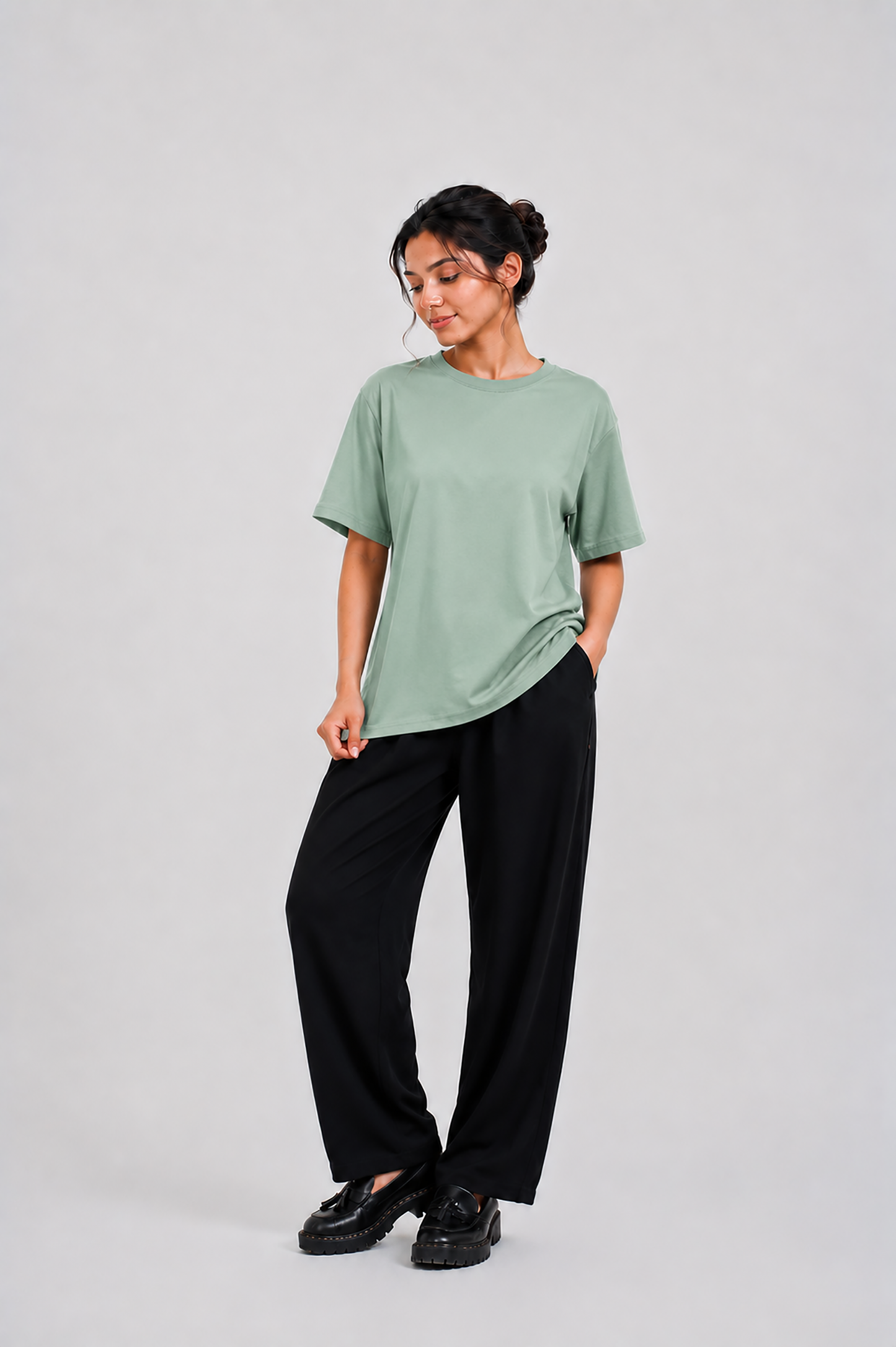 LADIES DOWN SHOULDER OLIVE T-SHIRT Reality
