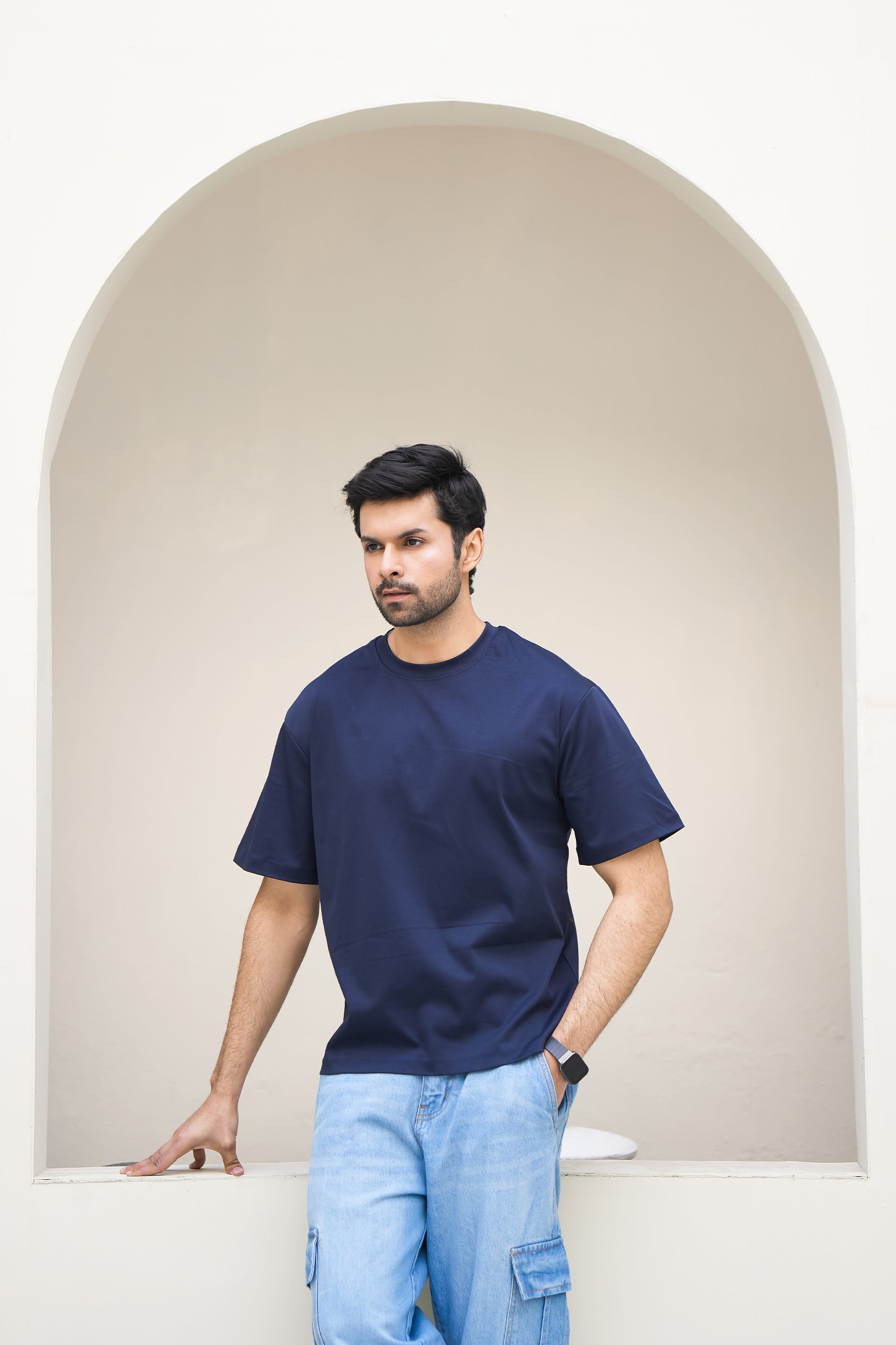 MEN NAVY DOWN SHOULDER T-SHIRT Reality