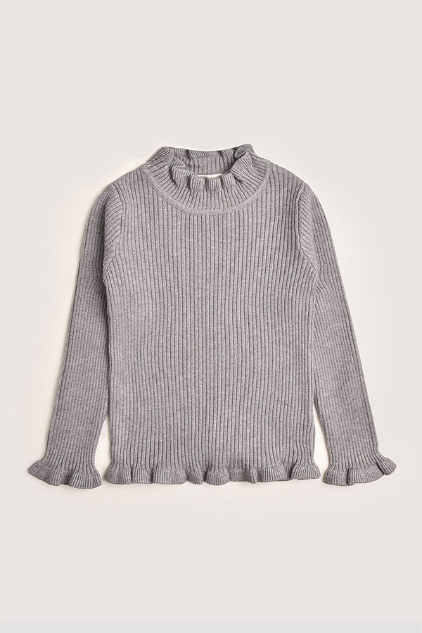 Grey Frill Knit Sweater REALITY