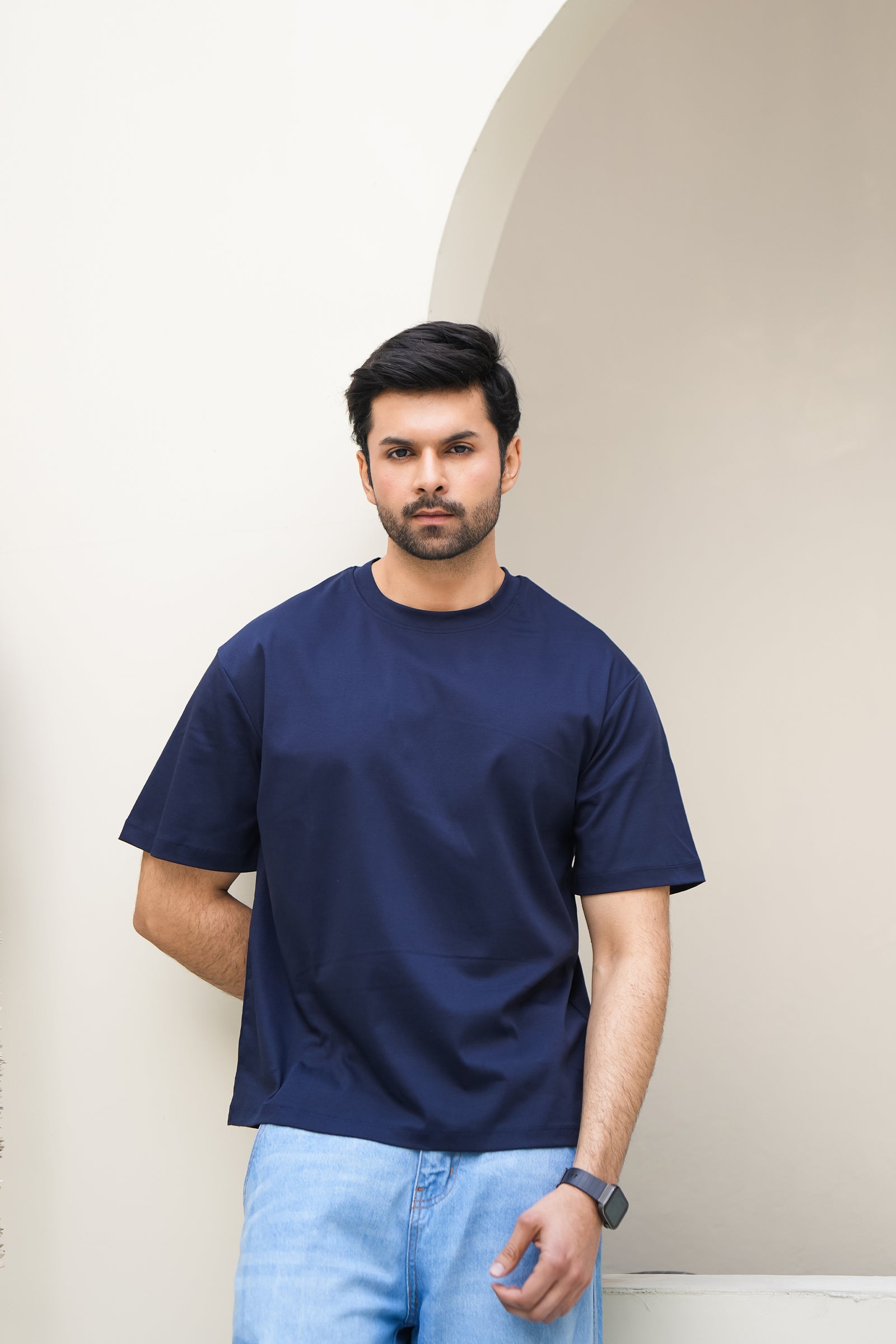 MEN NAVY DOWN SHOULDER T-SHIRT Reality