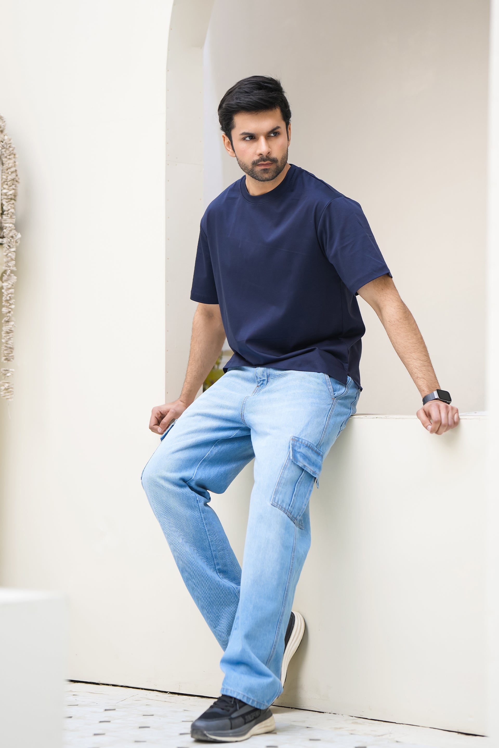 MEN NAVY DOWN SHOULDER T-SHIRT Reality