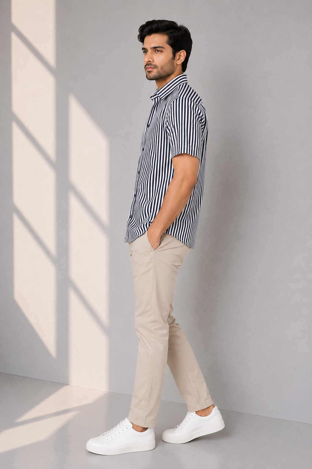 MEN CASUAL LIGHT NAVY SHIRT