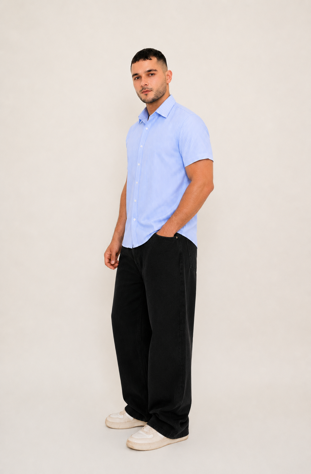 SKYSTRIPED H/S CASUAL SHIRT Reality
