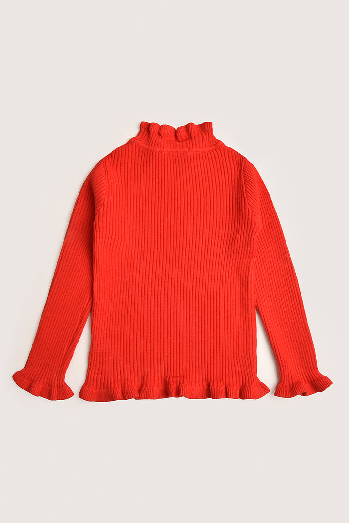 Red Frill Knit Sweater REALITY