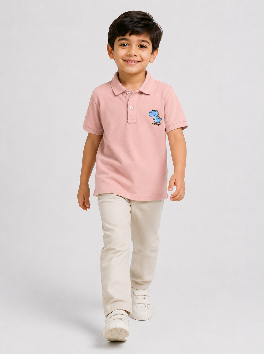 DINO PRINTED TEA PINK POLO Reality