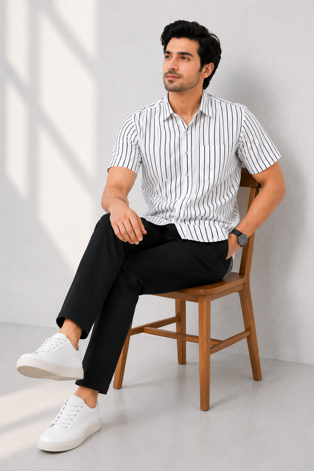 MEN CASUAL BLACK LINE SHIRT Reality