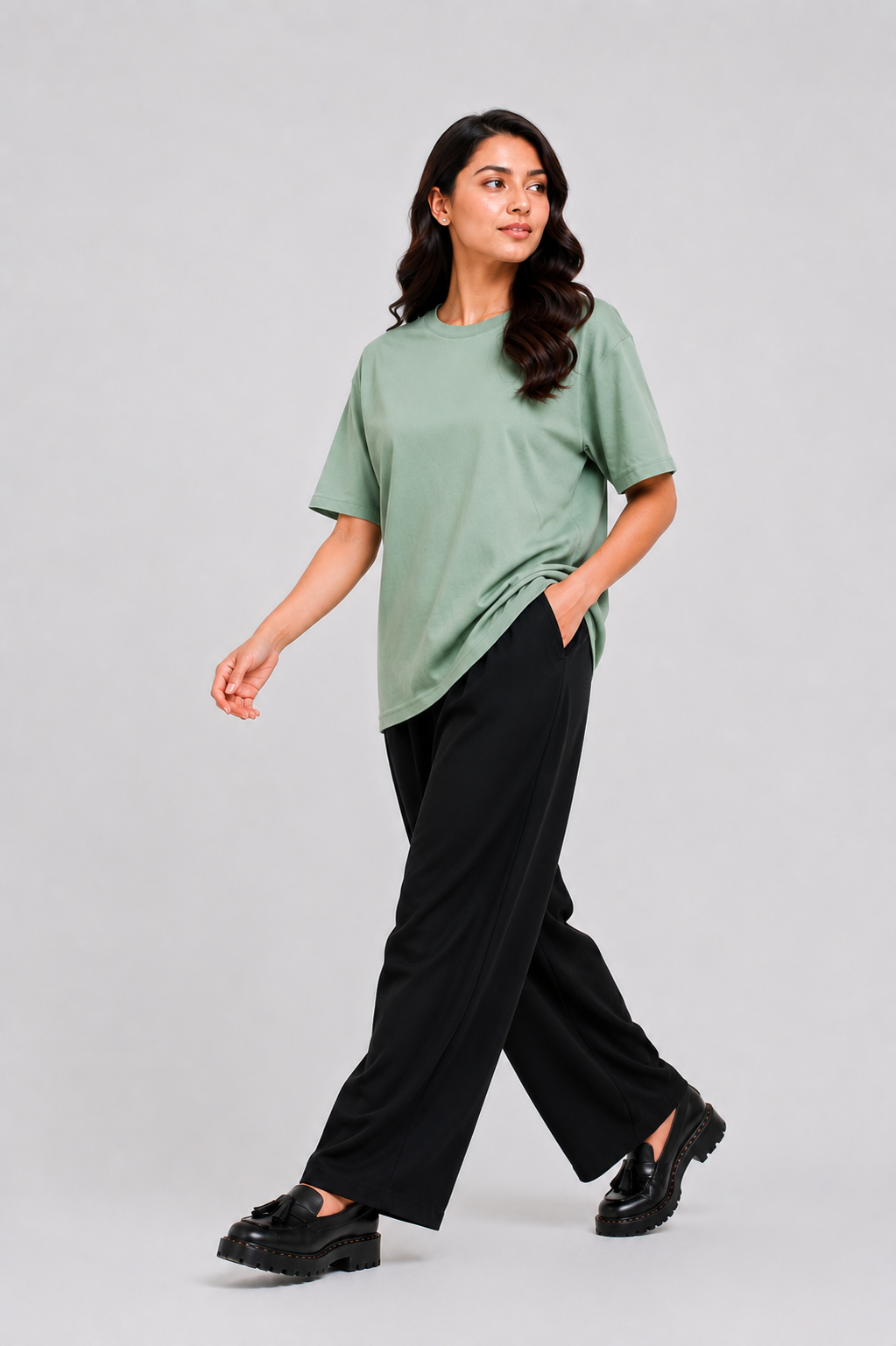 LADIES DOWN SHOULDER OLIVE T-SHIRT Reality