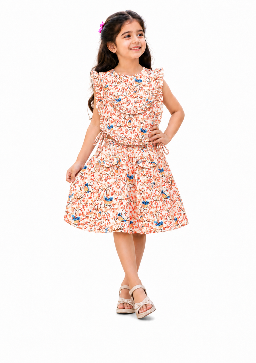 ORANGE BERRY BLOOM SKIRT SET Reality