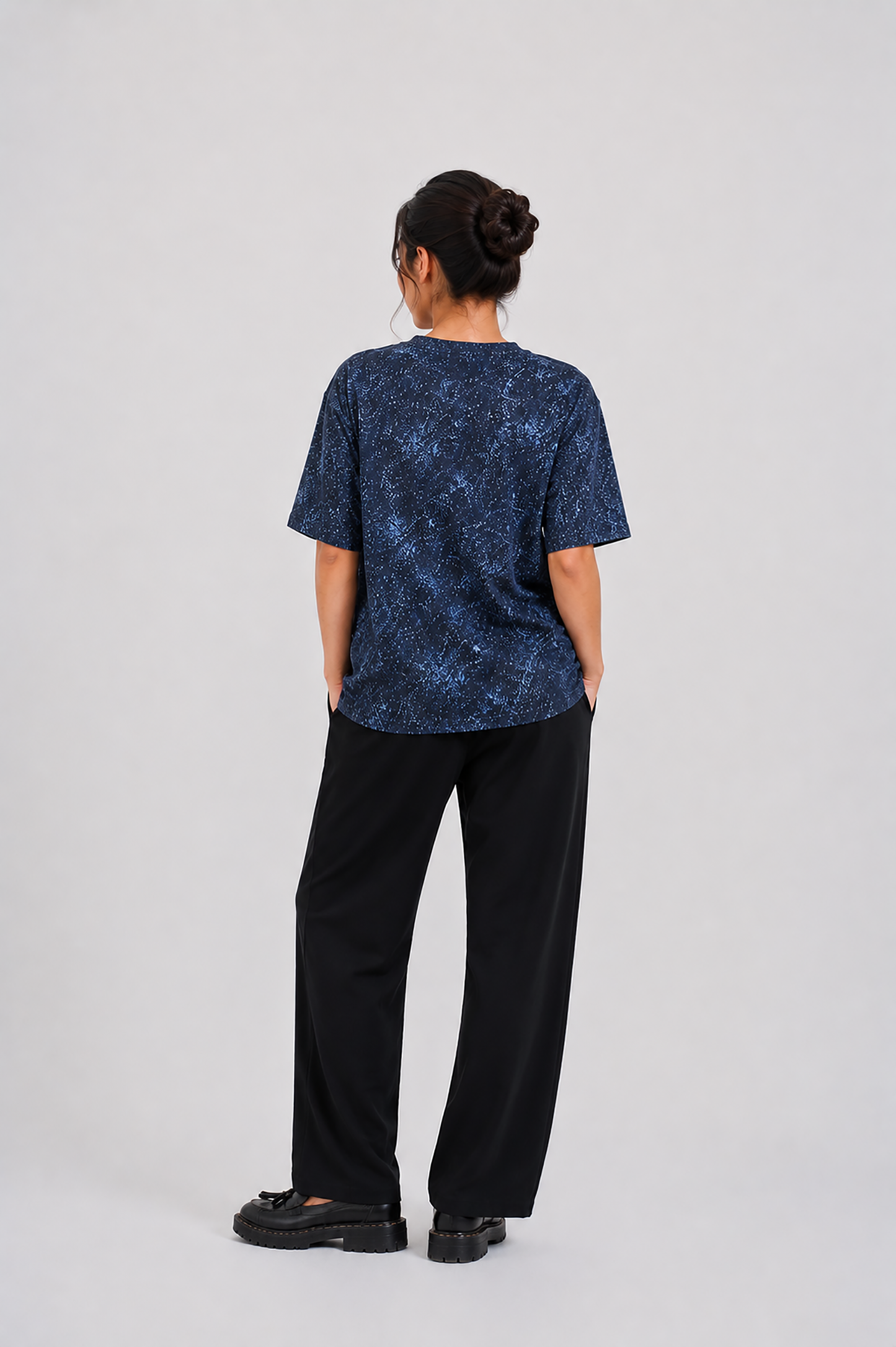 LADIES DOWN SHOULDER NAVY T-SHIRT Reality