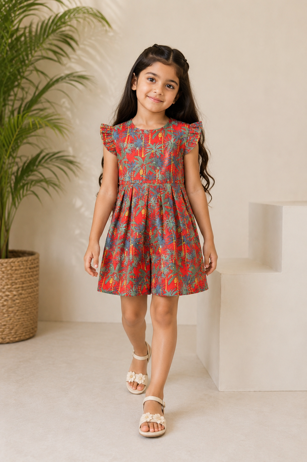 RED PLAY FULL PINES FROCK