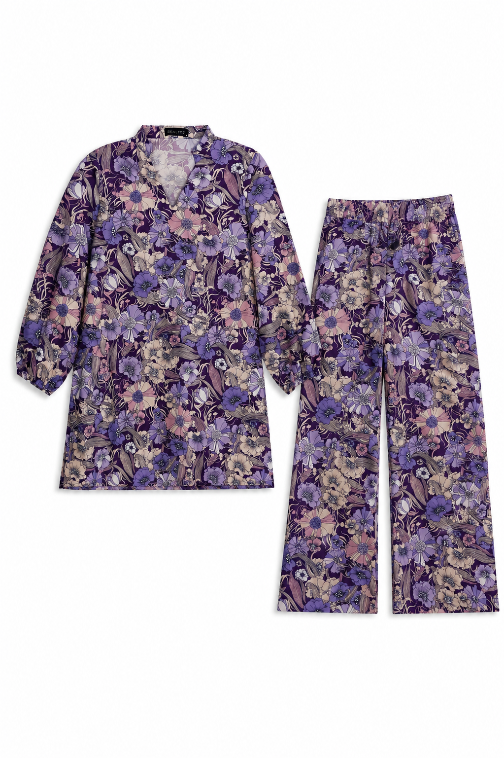 PURPLE FLORAL BLACK FROCK