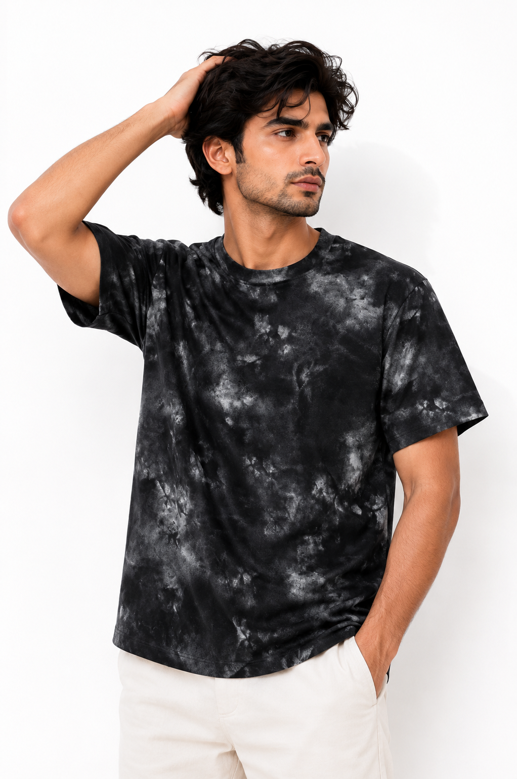 MEN TIE & DYE DOWN SHOULDER T-SHIRT Reality