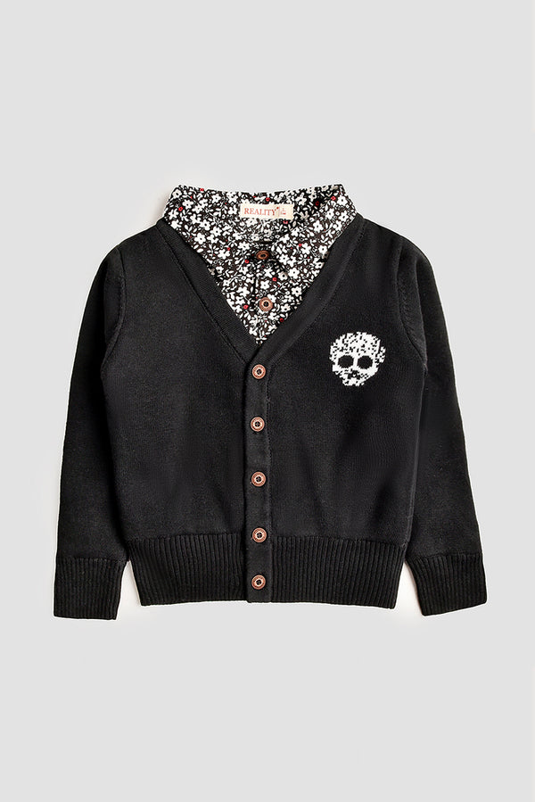 Black Skull Knit Sweater - Reality