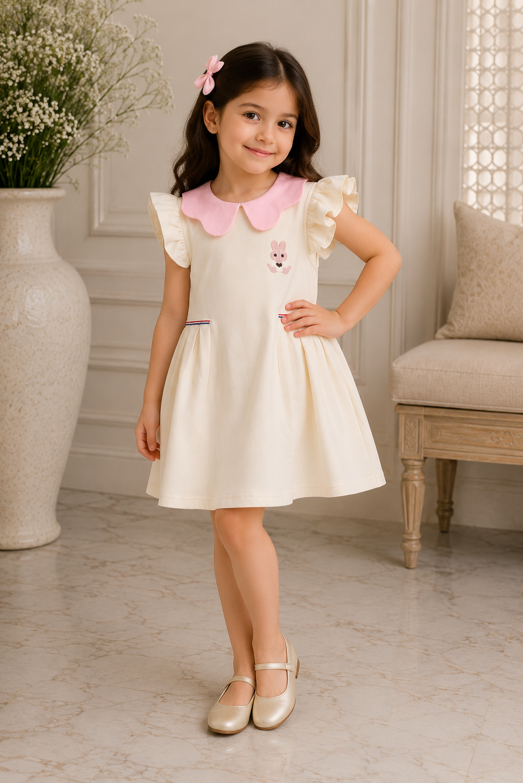 GIRLS CREAM FROCK Reality