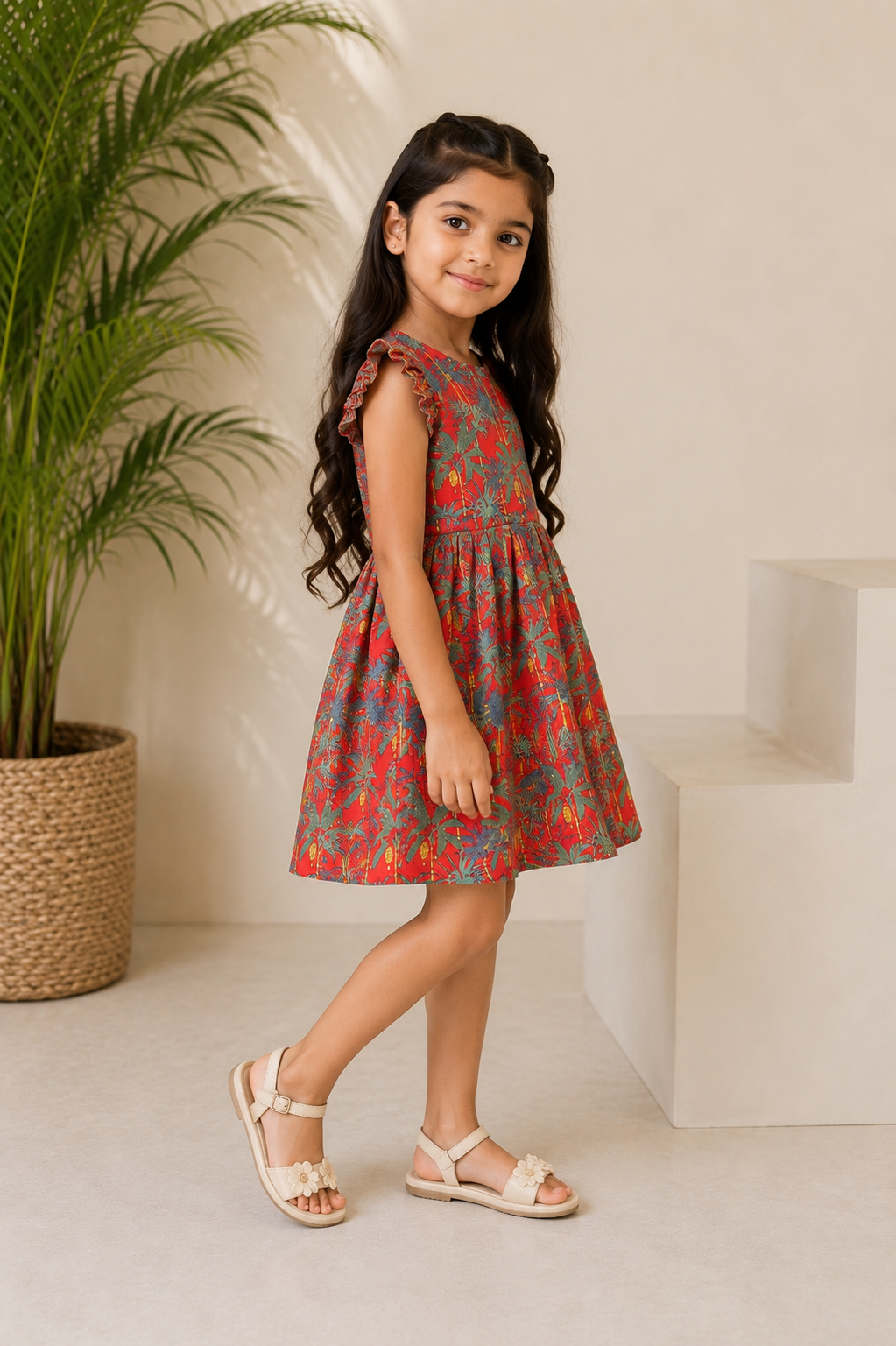 RED PLAY FULL PINES FROCK