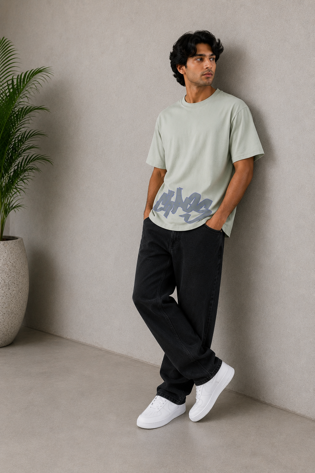 MEN GREEN PRINTED T-SHIRT Reality