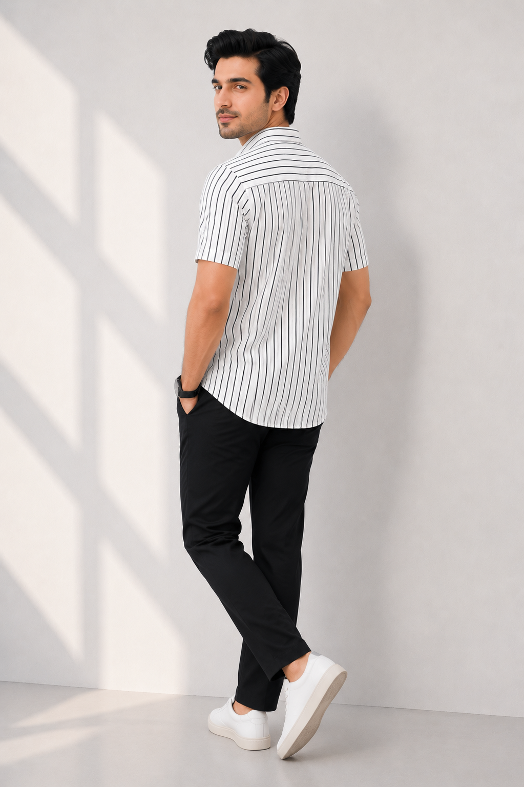 MEN CASUAL BLACK LINE SHIRT Reality