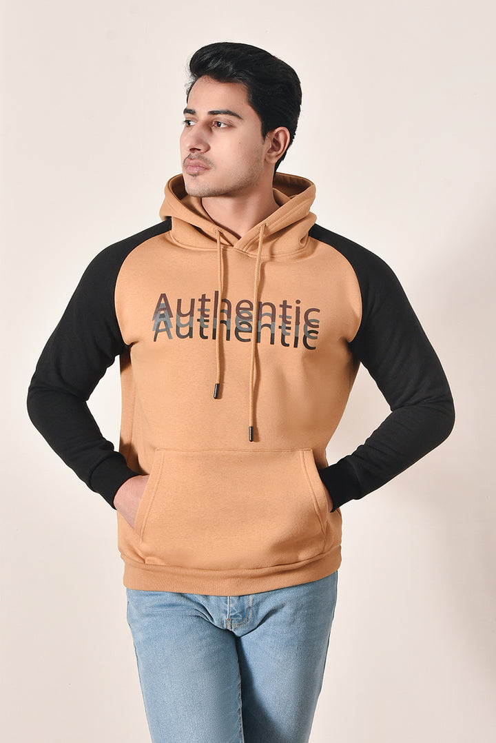 Men's Khaki and Black FLEECE Hoodie REALITY