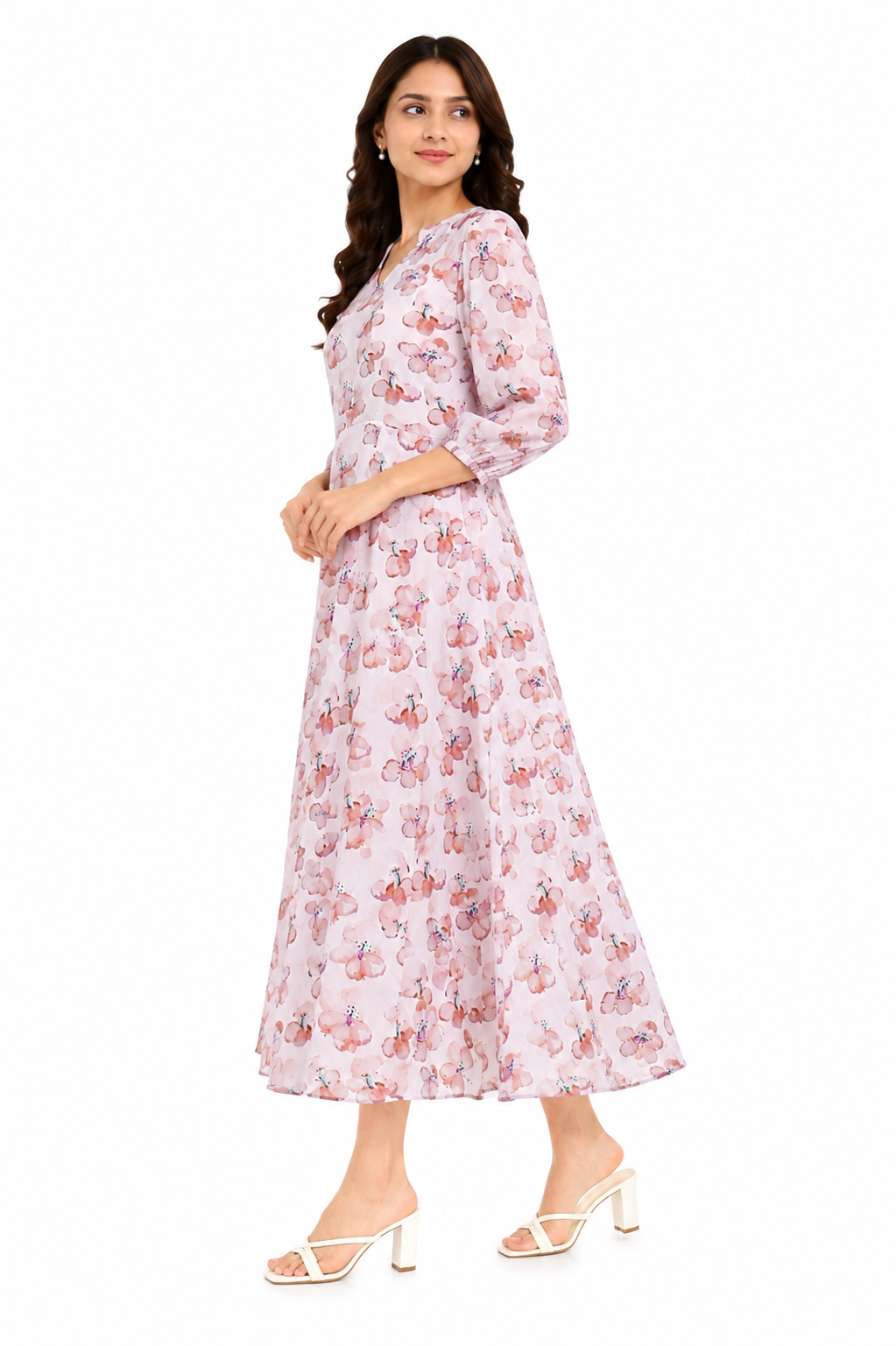 PRINTED LIGHT BROWN FROCK Reality