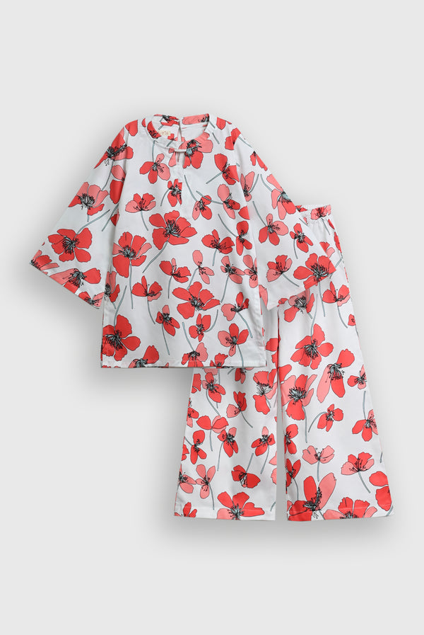 RED ETHNIC POP CO-ORD SET