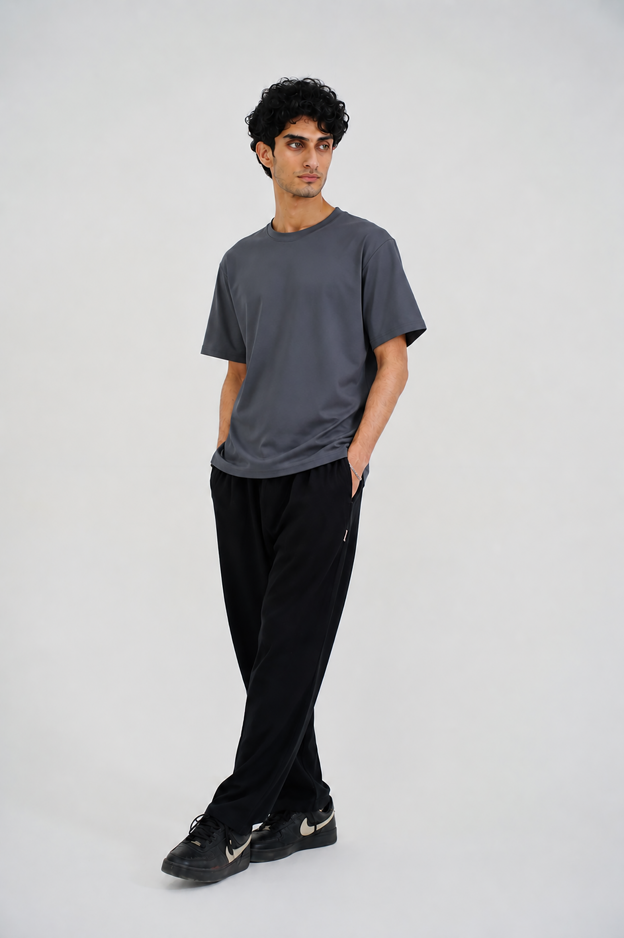 DOWN SHOULDER DARK GRAY T-SHIRT Reality