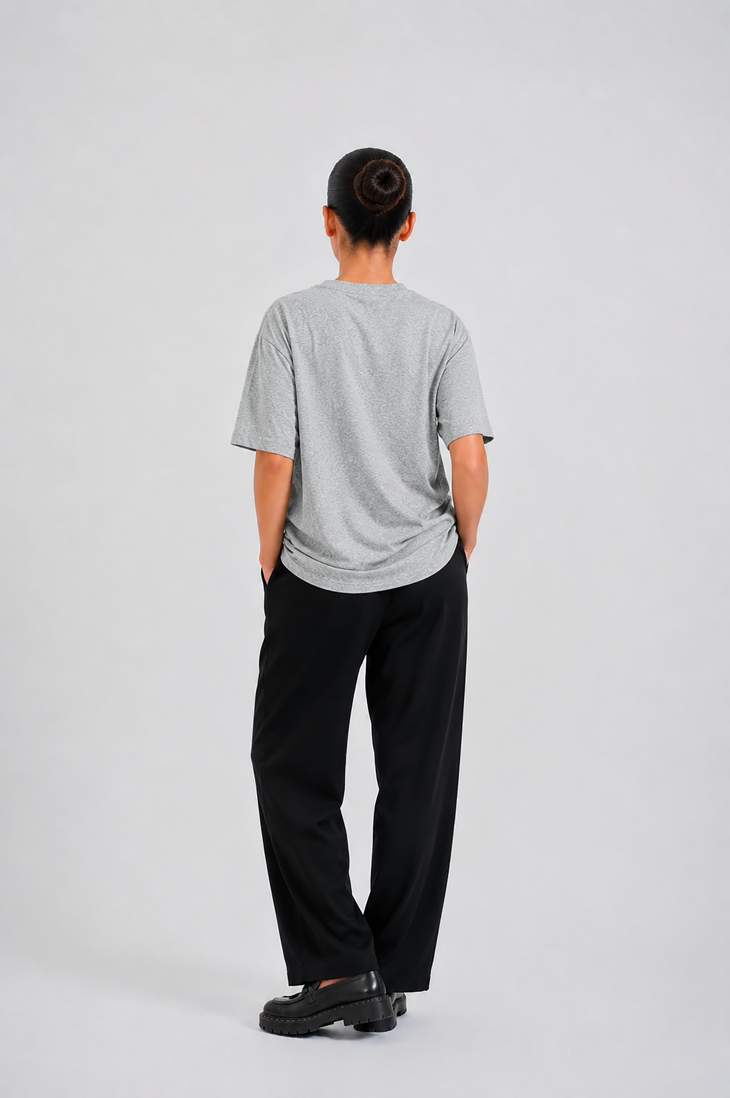 LADIES DOWN SHOULDER GRAY T-SHIRT