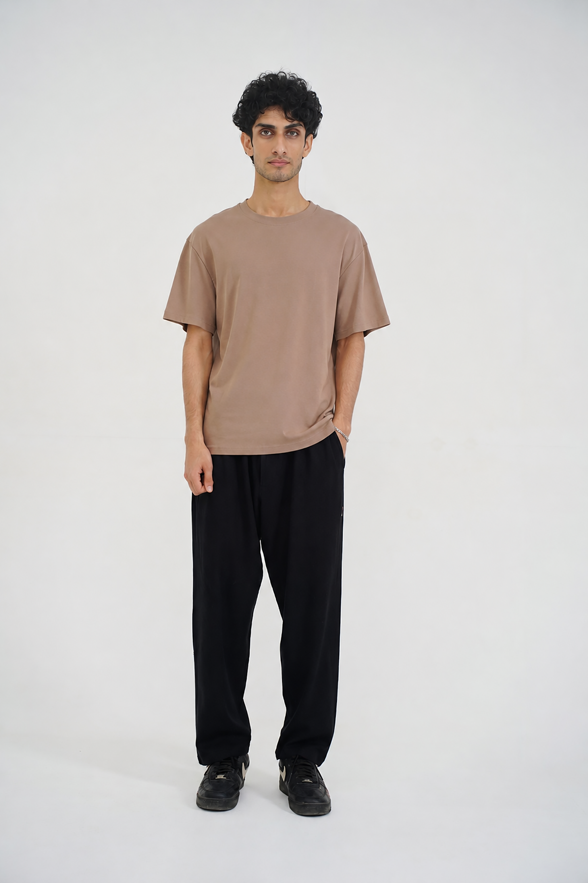 MEN DOWN SHOULDER BROWN T-SHIRT Reality