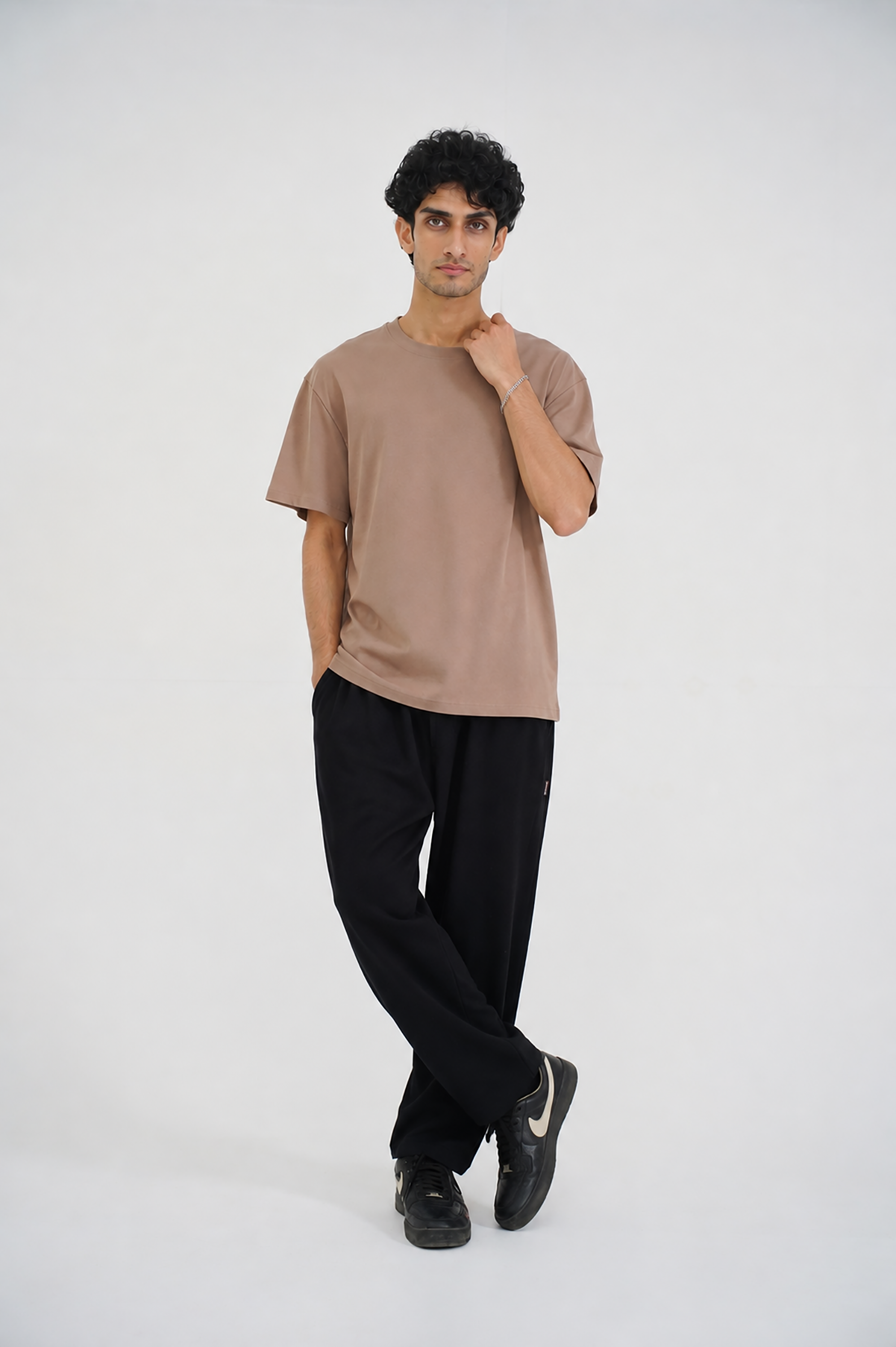 MEN DOWN SHOULDER BROWN T-SHIRT Reality