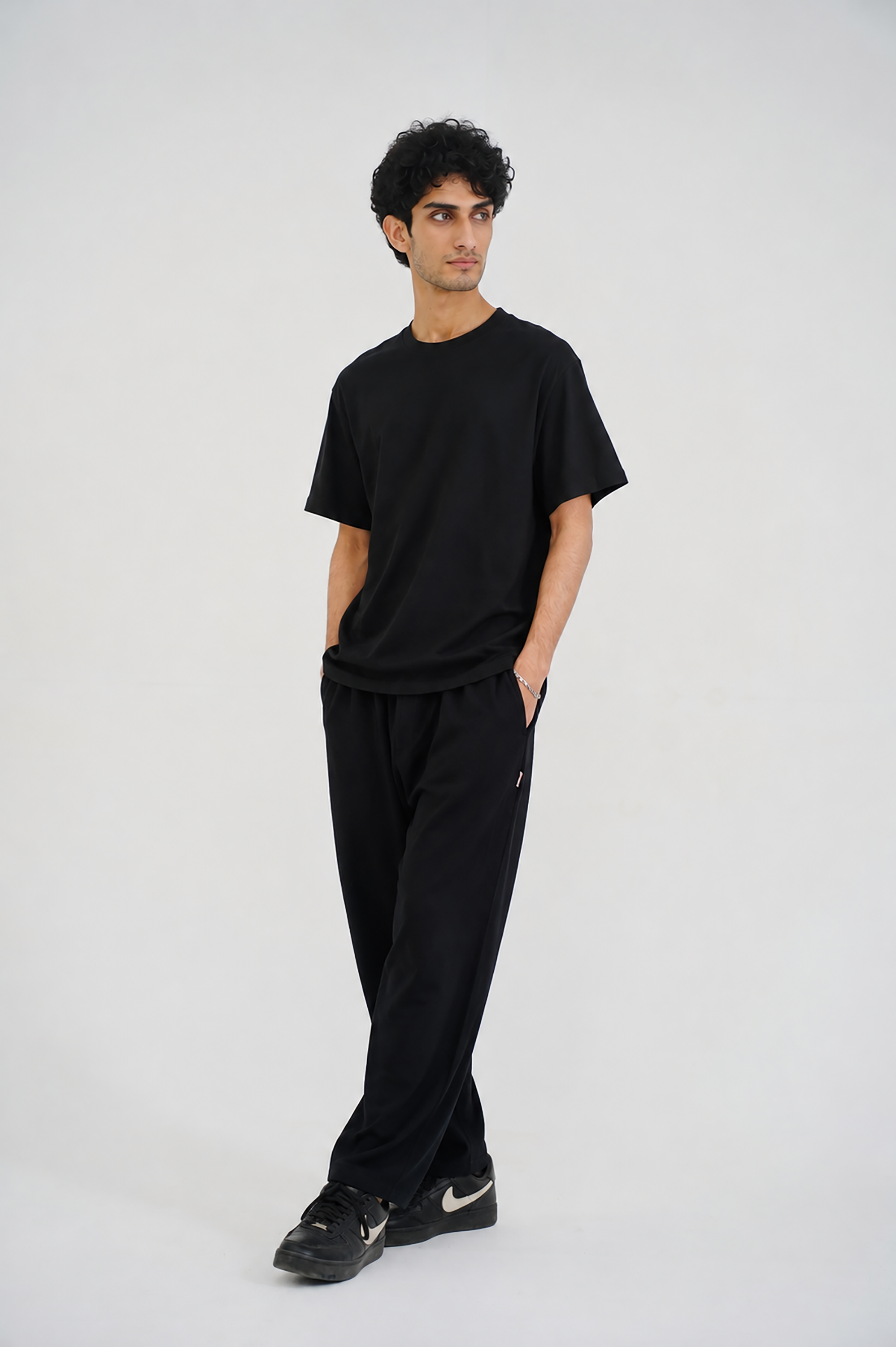 MEN DOWN SHOULDER BLACK T-SHIRT Reality