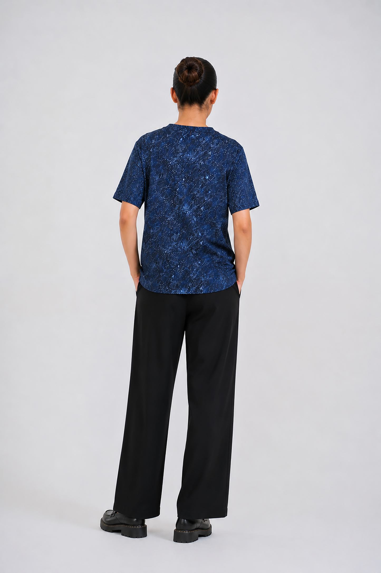 LADIES DOWN SHOULDER NAVY T-SHIRT