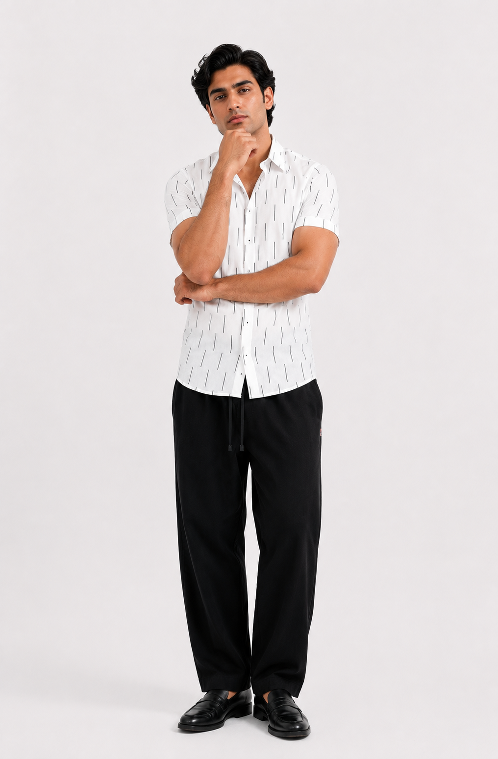 OFF WHITE STRIPED H/S CASUAL SHIRT Reality