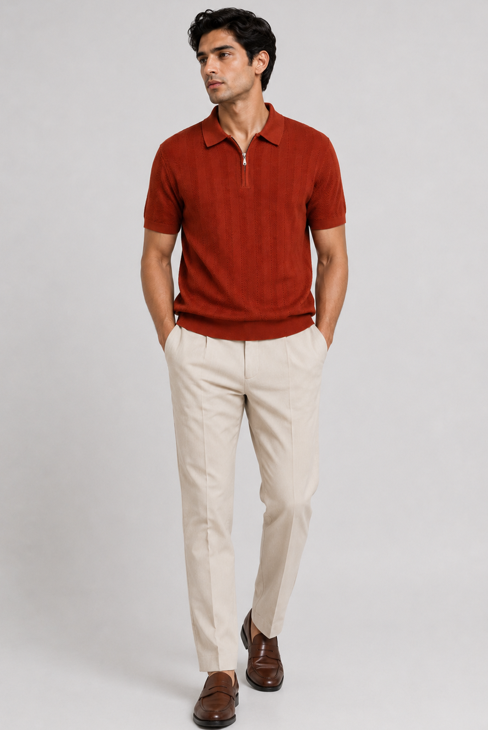 PREMIUM KNITTED RUST POLO Reality
