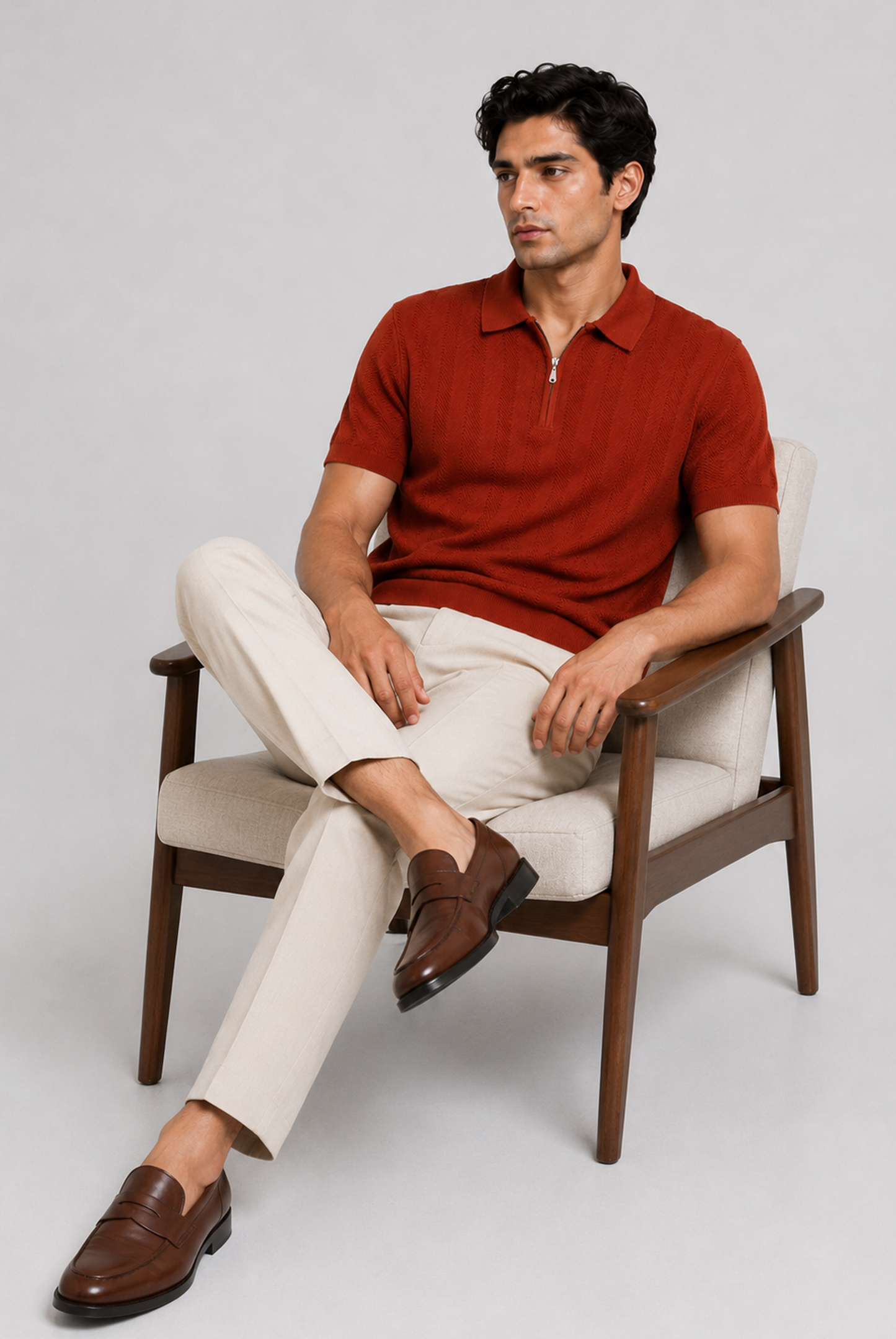 PREMIUM KNITTED RUST POLO Reality