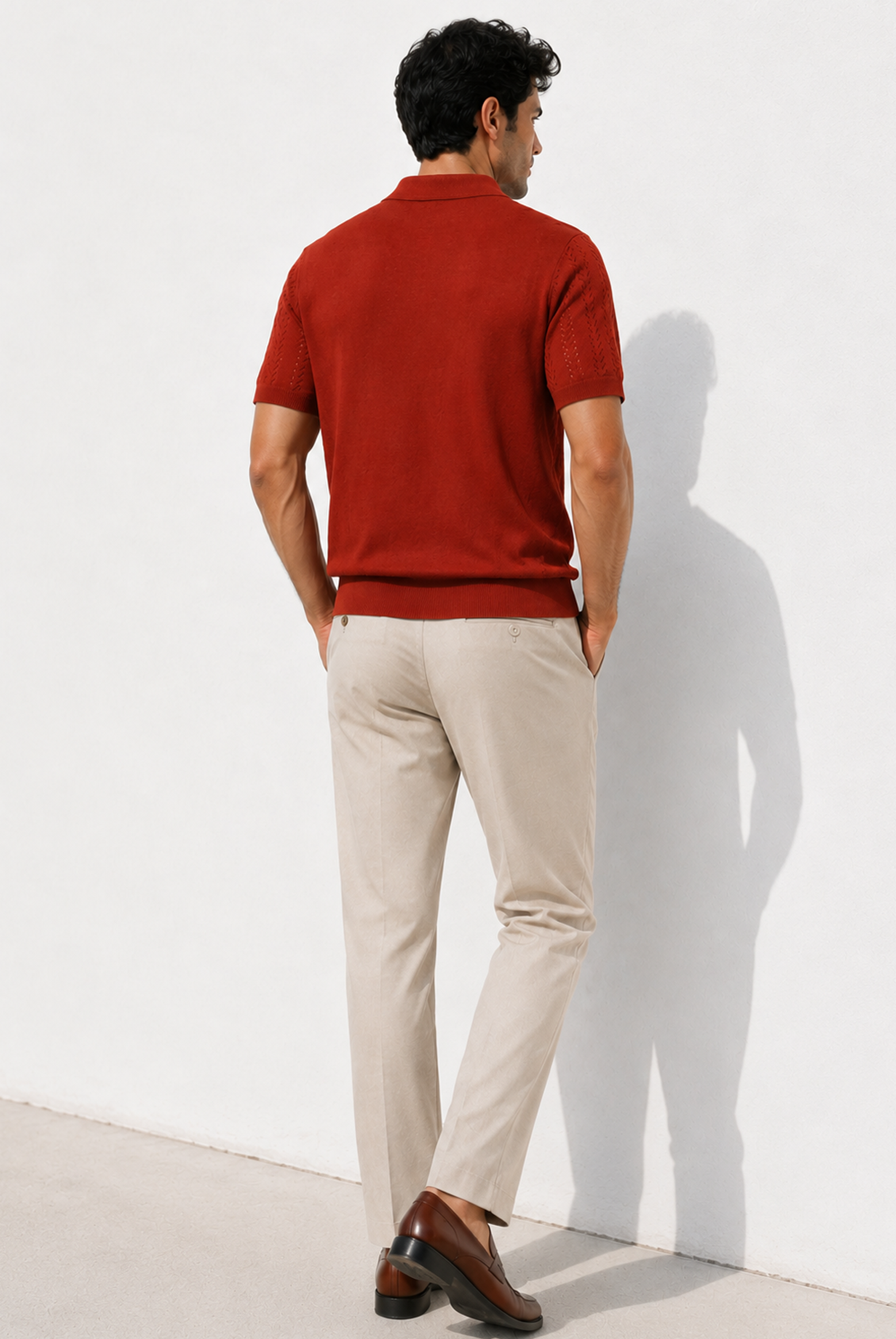 IMPORTED KNITTED RUST POLO Reality