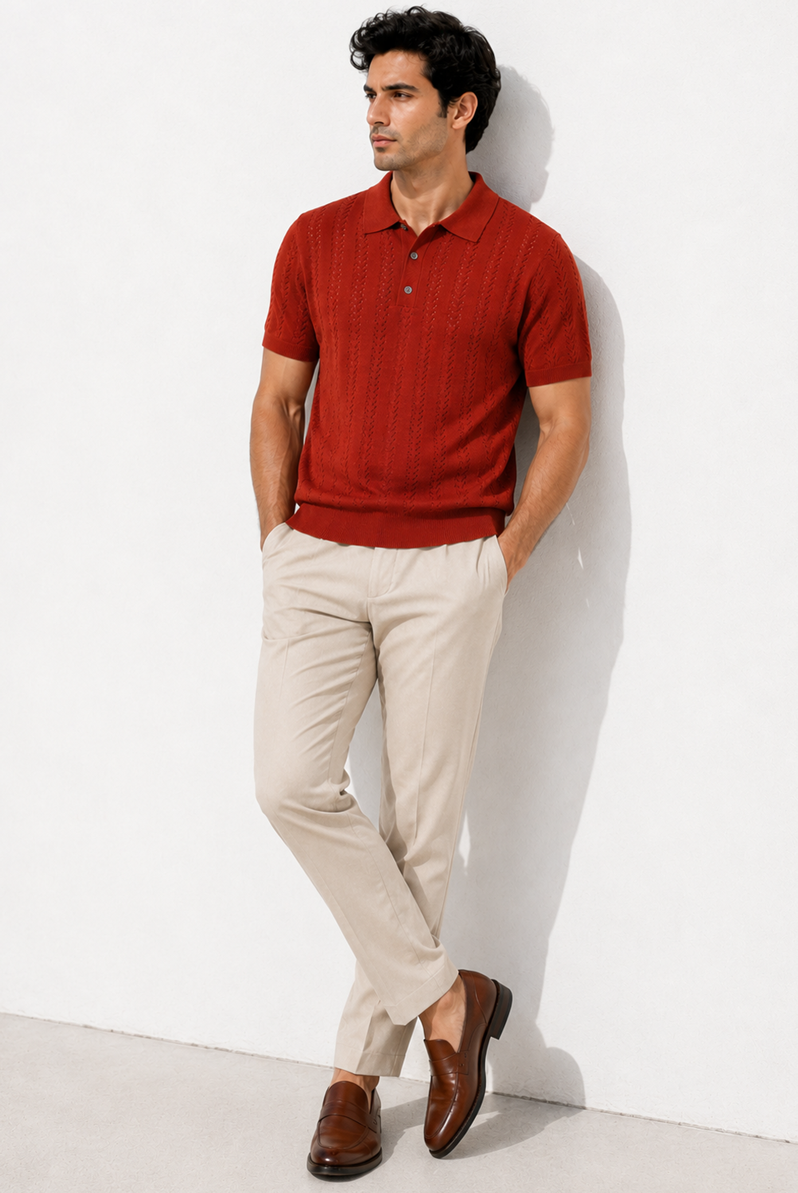IMPORTED KNITTED RUST POLO Reality
