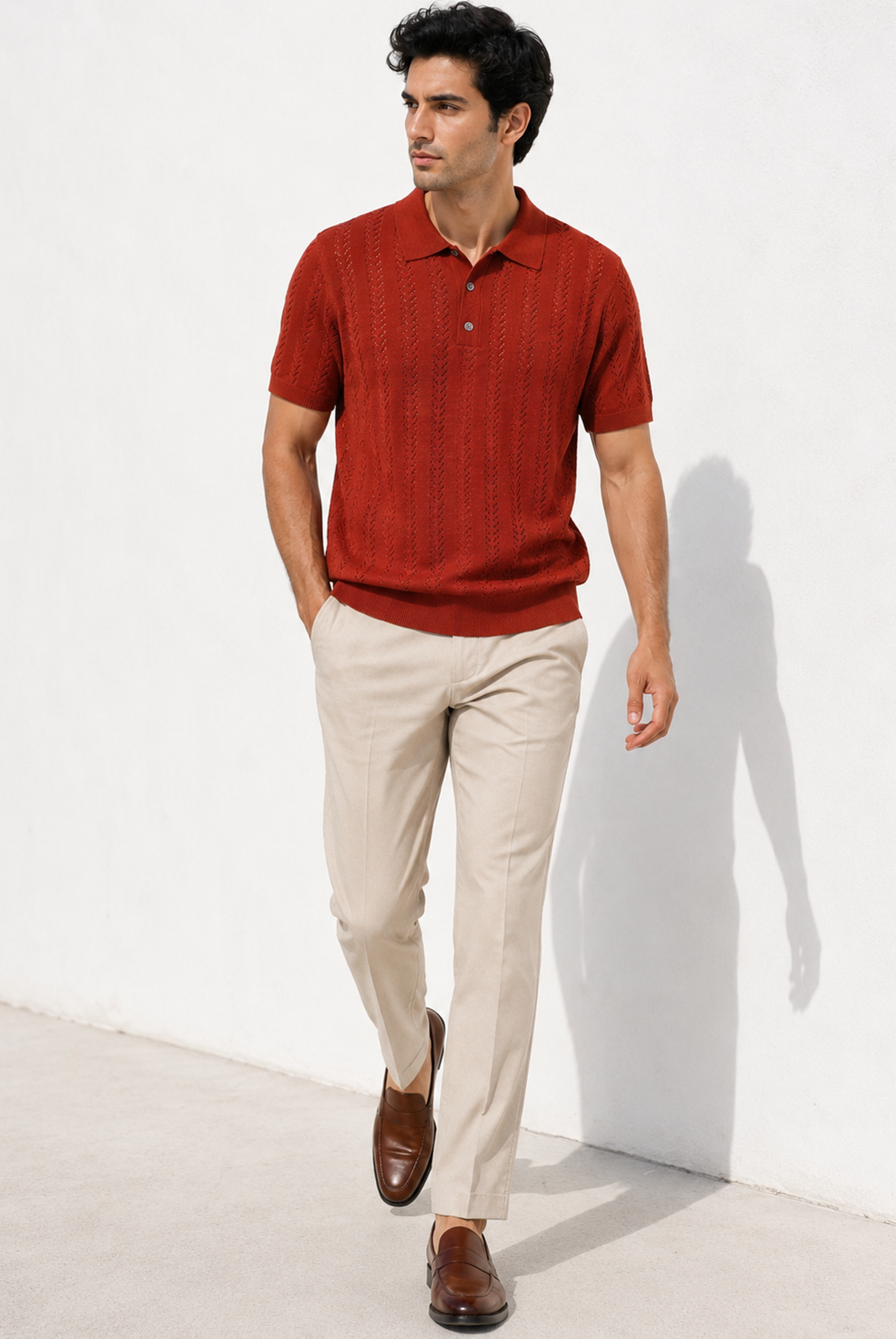 IMPORTED KNITTED RUST POLO Reality