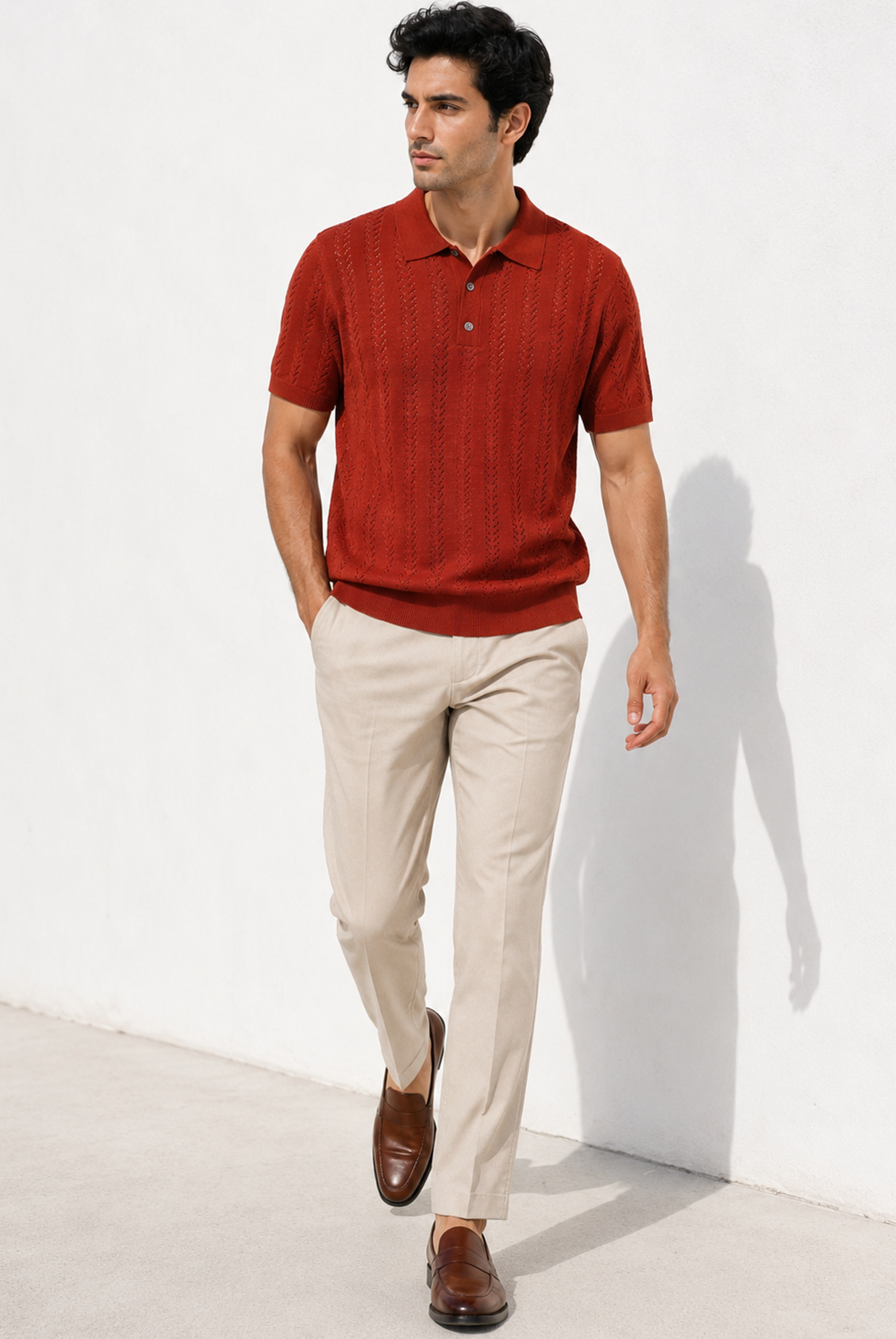 IMPORTED KNITTED RUST POLO Reality