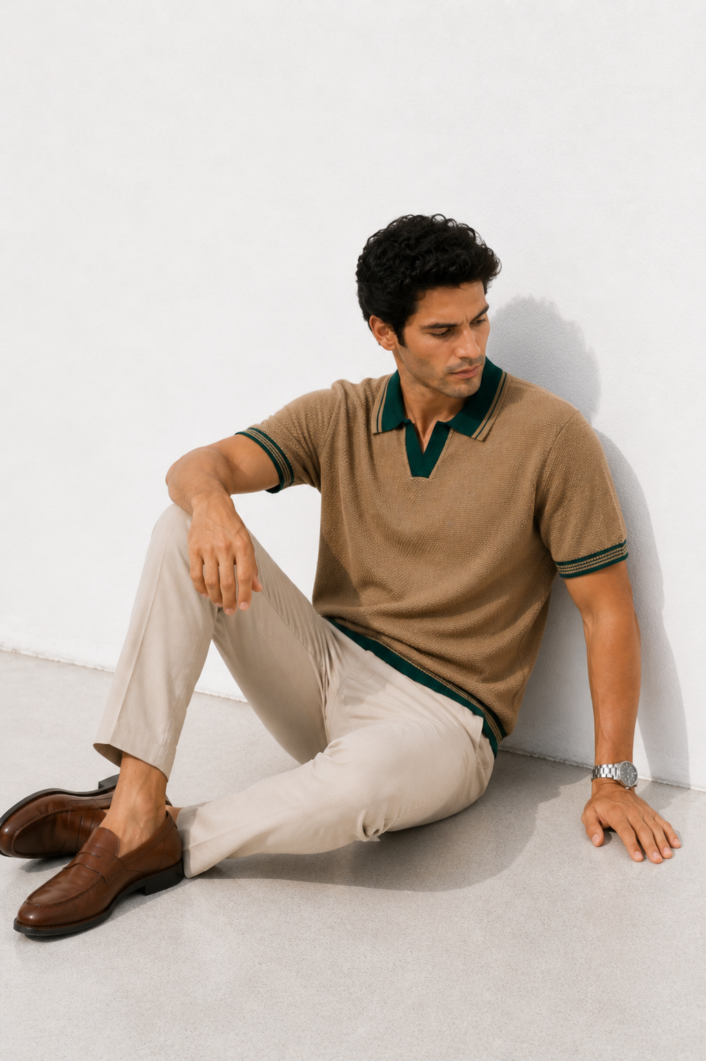 PREMIUM KNITTED KHAKI POLO Reality