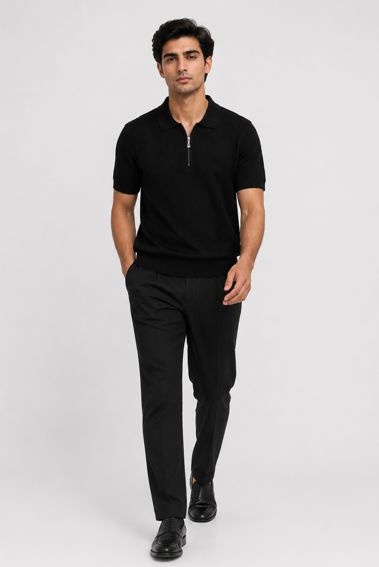 PREMIUM KNITTED BLACK POLO Reality