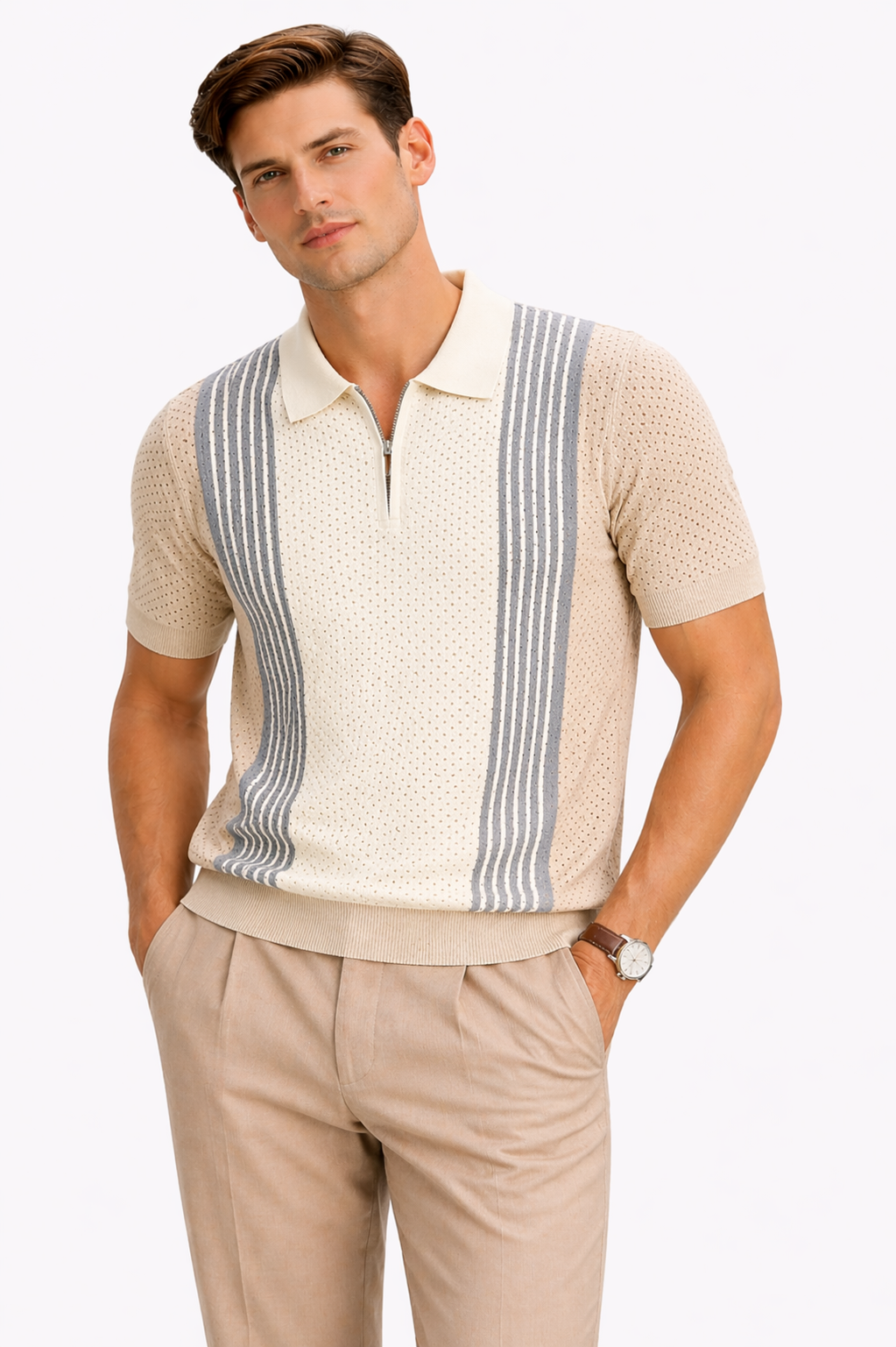 IMPORTED KNITTED GRAY POLO Reality