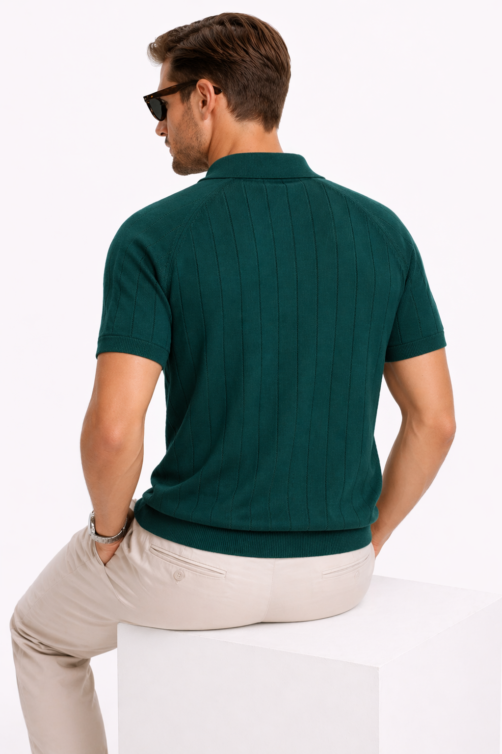 IMPORTED KNITTED BOTTLE GREEN POLO Reality