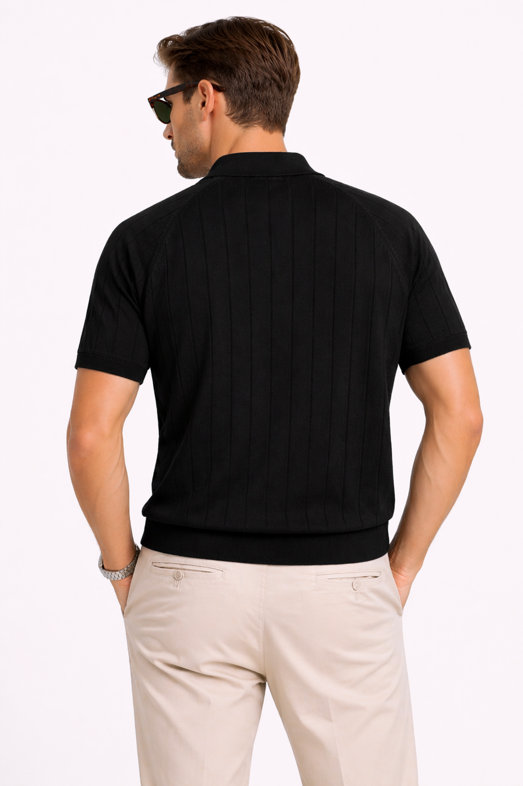 IMPORTED KNITTED BLACK POLO Reality